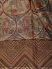 Soft Beige Floral Vine Woven Design Pure Tussar Saree with Geometric Border