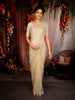 Soft Beige Heavy Sequins and Beads Embroidered Design Net Designer Saree with Designer Border