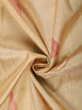 Soft Beige Leaf Butta Zari Woven Design Pure Kanchipuram Silk Bridal Wear Saree with Contrast Zari Border