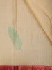 Soft Beige Leaf Butta Zari Woven Design Pure Kanchipuram Silk Bridal Wear Saree with Contrast Zari Border