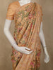 Soft Peach Traditional Lotus Pond Printed Design Pure Tussar Saree with Sequins Border