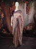 Soft Blush Beige Floral Zari Embroidered Design Pure Tussar Silk Fancy Saree with Contrast Border