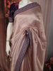 Soft Blush Beige Floral Zari Embroidered Design Pure Tussar Silk Fancy Saree with Contrast Border