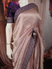 Soft Blush Beige Floral Zari Embroidered Design Pure Tussar Silk Fancy Saree with Contrast Border