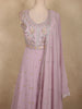 Soft Blush Lavender Floral Thread and Sequins Embroidered Design Georgette Gown with Dupatta