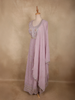 Soft Blush Lavender Floral Thread and Sequins Embroidered Design Georgette Gown with Dupatta