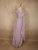 Soft Blush Lavender Floral Thread and Sequins Embroidered Design Georgette Gown with Dupatta