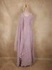Soft Blush Lavender Floral Thread and Sequins Embroidered Design Georgette Gown with Dupatta