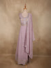 Soft Blush Lavender Floral Thread and Sequins Embroidered Design Georgette Gown with Dupatta