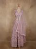 Soft Blush Lavender Pink Floral Embroidered and Stone Embellished Design Net Lehenga With Net Dupatta