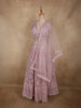 Soft Blush Lavender Pink Floral Embroidered and Stone Embellished Design Net Lehenga With Net Dupatta