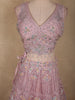 Soft Blush Lavender Pink Floral Embroidered and Stone Embellished Design Net Lehenga With Net Dupatta