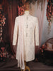 Soft Blush Peach Floral Sequins Embroidered Design Jacquard Indo Western Men's Sherwani Suit