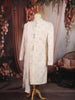 Soft Blush Peach Floral Sequins Embroidered Design Jacquard Indo Western Men's Sherwani Suit