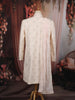 Soft Blush Peach Floral Sequins Embroidered Design Jacquard Indo Western Men's Sherwani Suit