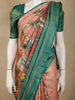 Soft Blush Peach Floral Woven Design Pure Kanchipuram Silk Saree with Contrast Zari Border