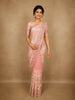 Soft Blush Peach Pink Floral Sequins and Beads Embroidered Design Net Designer Saree with Designer Border