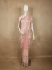 Soft Blush Peach Pink Floral Sequins and Beads Embroidered Design Net Designer Saree with Designer Border