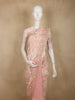 Soft Blush Peach Pink Floral Sequins and Beads Embroidered Design Net Designer Saree with Designer Border
