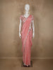 Soft Blush Peach Pink Heavy Sequins and Beads Embroidered Design Satin Saree with Matching Blouse