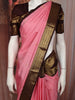 Soft Blush Pink Butta Peacock Butta Zari Woven Design Pure Kanchipuram Silk Saree with Contrast Retta Patta Border