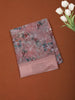 Soft Blush Pink Floral Printed Design Chiffon Casual Saree with Striped Border