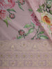Soft Blush Pink Floral Printed Design Chiffon Fancy Saree with Designer Border