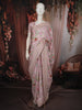 Soft Blush Pink Floral Printed Design Chiffon Fancy Saree with Designer Border