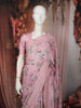 Soft Blush Pink Floral Printed Design Chiffon Fancy Saree with Designer Border