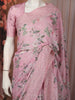 Soft Blush Pink Floral Printed Design Chiffon Fancy Saree with Designer Border