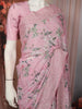 Soft Blush Pink Floral Printed Design Chiffon Fancy Saree with Designer Border