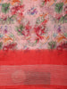 Soft Blush Pink Floral Printed Design Linen Cotton Saree