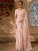 Soft Blush Pink Floral Printed Design Pure Tussar Saree with Stone Work Border