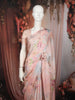 Soft Blush Pink Floral Printed Design Pure Tussar Saree with Stone Work Border