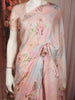 Soft Blush Pink Floral Printed Design Pure Tussar Saree with Stone Work Border