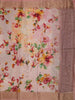 Soft Blush Pink Floral Printed Design Pure Tussar Silk Fancy Saree with Zari Border