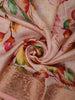 Soft Blush Pink Floral Printed Design Pure Tussar Silk Fancy Saree with Zari Border