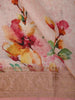 Soft Blush Pink Floral Printed Design Pure Tussar Silk Fancy Saree with Zari Border