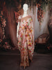 Soft Blush Pink Floral Printed Design Pure Tussar Silk Fancy Saree with Zari Border