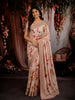 Soft Blush Pink Floral Printed Design Pure Tussar Silk Fancy Saree with Zari Border