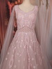 Soft Blush Pink Floral Sequins Embroidered Design Net Partywear Gown