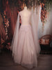 Soft Blush Pink Floral Sequins Embroidered Design Net Partywear Gown