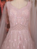 Soft Blush Pink Floral Sequins Embroidered Design Net Partywear Gown
