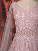 Soft Blush Pink Floral Sequins Embroidered Design Net Partywear Gown