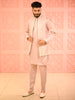 Soft Blush Pink Floral Thread Embroidered Design Satin Men's Kurta with Matching Pant