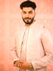 Soft Blush Pink Floral Thread Embroidered Design Satin Men's Kurta with Matching Pant