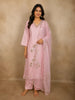 Soft Blush Pink Floral Sequins and Beads Embroidered Design Organza Straight Cut Salwar Suit