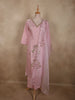 Soft Blush Pink Floral Sequins and Beads Embroidered Design Organza Straight Cut Salwar Suit