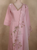 Soft Blush Pink Floral Sequins and Beads Embroidered Design Organza Straight Cut Salwar Suit