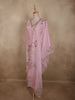 Soft Blush Pink Floral Sequins and Beads Embroidered Design Organza Straight Cut Salwar Suit